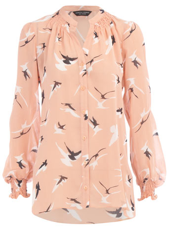 Peach bird print blouse DP05202973