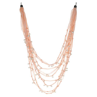 Peach chiffon bead necklace