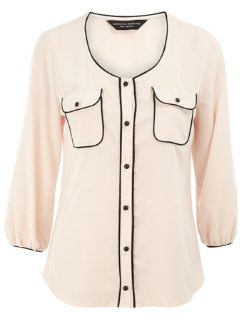 Dorothy Perkins Peach contrast piped blouse DP05235173