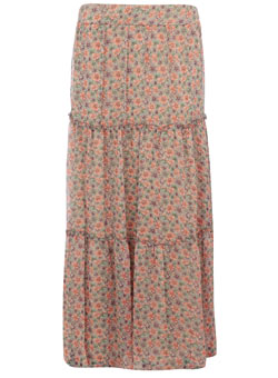Dorothy Perkins Peach pansy tiered maxi skirt