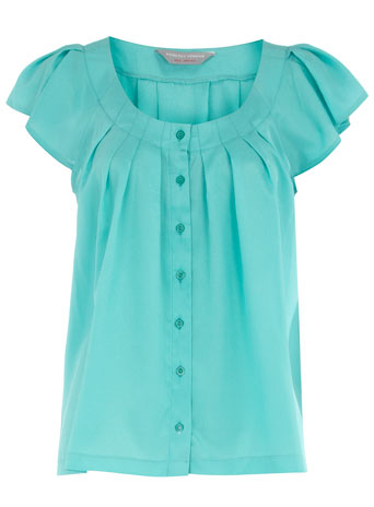 Dorothy Perkins Petite aqua flutter blouse DP79430429