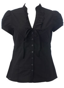 Dorothy Perkins Petite black frill edge blouse