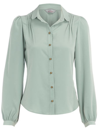 Dorothy Perkins Petite green pleat blouse DP79420965