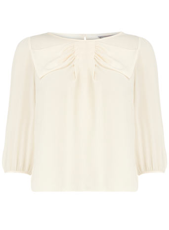 Dorothy Perkins Petite ivory bow 3/4 sleeve blouse DP79013982