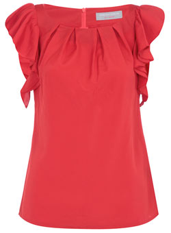 Dorothy Perkins Petite red ruffle blouse
