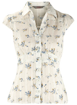 Dorothy Perkins Petite white/blue ditsy blouse