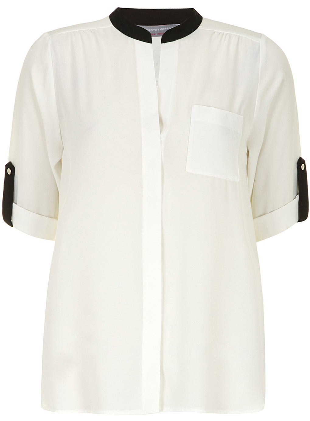 Dorothy Perkins Petite white roll sleeve blouse 79221820