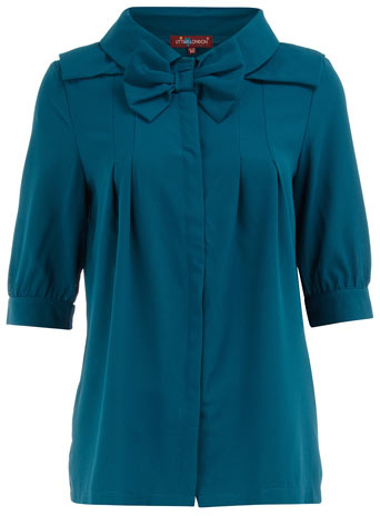 Dorothy Perkins Petrol blue bow blouse DP50131282