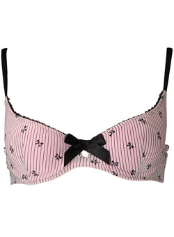 Dorothy Perkins Pink bow/pinstripe bra