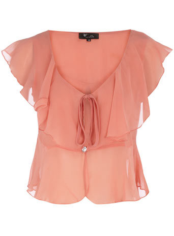 Dorothy Perkins Pink chiffon crop blouse DP65000311