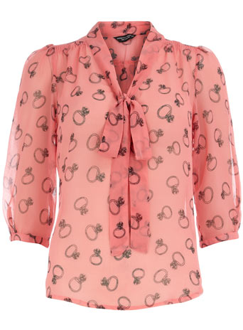 Pink ring print blouse DP05323014