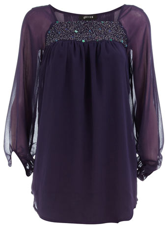 Purple embellished yoke blouse DP89000038