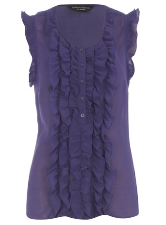 Dorothy Perkins Purple ruffle front blouse