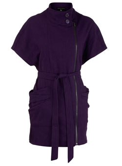 Purple wool long-line cape