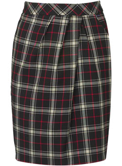 Dorothy Perkins Red/black check tulip skirt