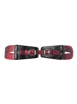 Red double buckle snake belt
