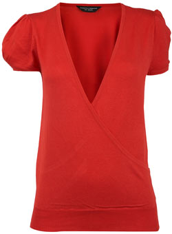 Red pleat sleeve jumper