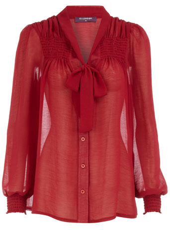 Red sheer pussybow blouse DP51000804