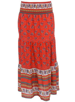 Dorothy Perkins Red tribal print maxi skirt