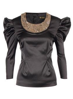 Dorothy Perkins Rise black beaded kitty blouse
