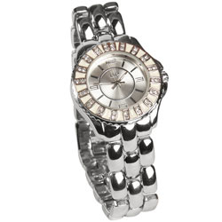 Silver sporty diamante watch