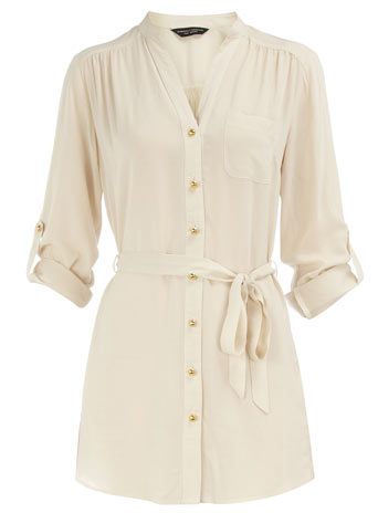 Dorothy Perkins Stone longline belted blouse DP05273782