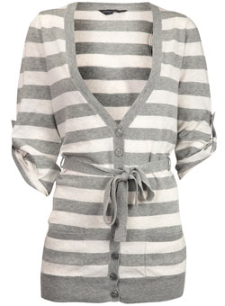 Dorothy Perkins Tall grey stripe tab cardigan