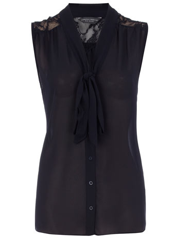 Dorothy Perkins Tall navy lace shoulder blouse DP05322023