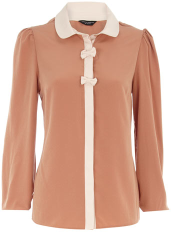Dorothy Perkins Tan bow front blouse DP05235050