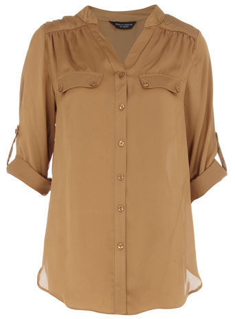 Dorothy Perkins Tan tab sleeve blouse DP05238850