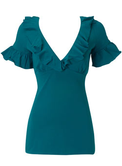 Dorothy Perkins Teal empire wrap top