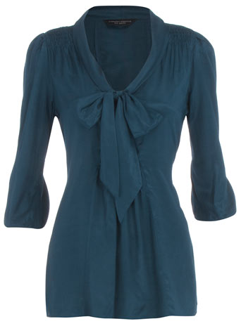 Dorothy Perkins Teal pussybow blouse