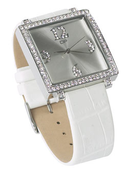 White diamante square watch