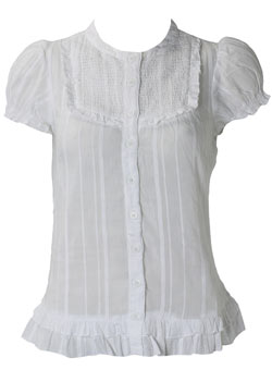 White dobby smock blouse