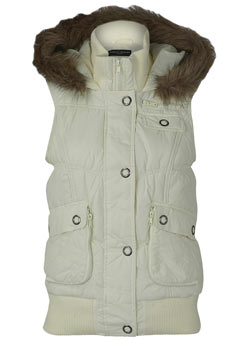 White fur hooded gilet