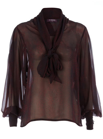 Dorothy Perkins Wine printed pussy bow blouse DP51000805