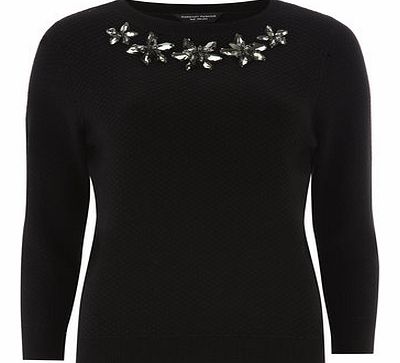 Dorothy Perkins Womens 3D Floral Embellished Jumper- Black