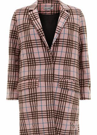 Womens Alice  You Pink Check Cacoon Coat- Pink
