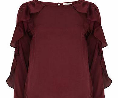 Dorothy Perkins Womens All About Rose Wine Red Ruffle Blouse-