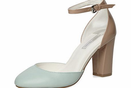 Dorothy Perkins Womens Aqua blue 2-part block heel court shoes-