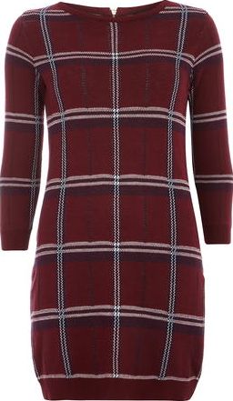 Dorothy Perkins, 1134[^]262015000711786 Womens Berry Check Tunic- Red DP55328088