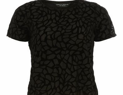 Dorothy Perkins Womens Black Abstract Burnout Tee- Black