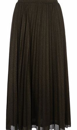 Dorothy Perkins Womens Black and Gold Pleated Maxi Skirt-
