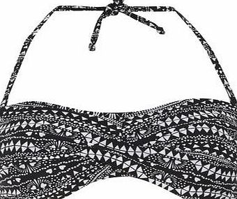 Dorothy Perkins Womens Black and White Geo Twist Bikini Bandeau-