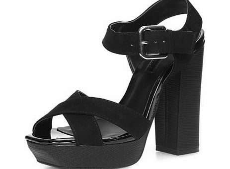 Dorothy Perkins Womens Black block heel square sandals- Black