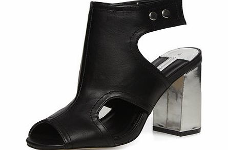 Dorothy Perkins Womens Black cut out block sandals- Black