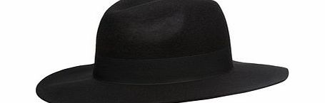 Dorothy Perkins Womens Black Felt Fedora Hat- Black DP11153301