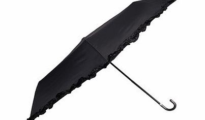 Dorothy Perkins Womens Black Frill Crook Umbrella- Black