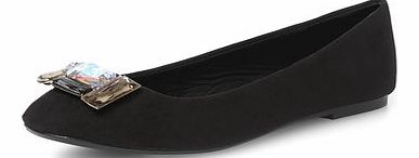 Dorothy Perkins Womens Black gem square toe pumps- Black