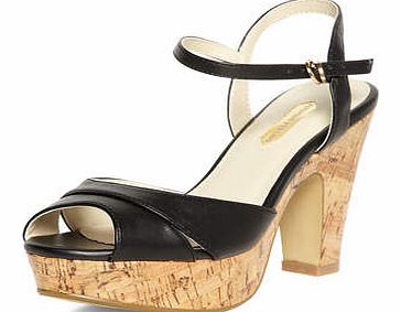 Dorothy Perkins Womens Black high cork sandals- Black DP22213101